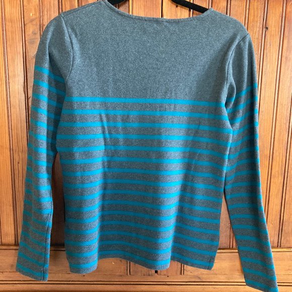 Gray and Blue Striped Women's Top - Picture 2 of 6